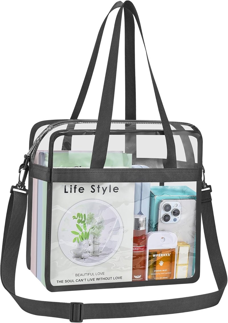 USPECLARE Clear Tote Bag for Stadium Events, 12x6x12 Transparent Stadium Bag for Work, Sports Games,Gym，Concerts - Image 1